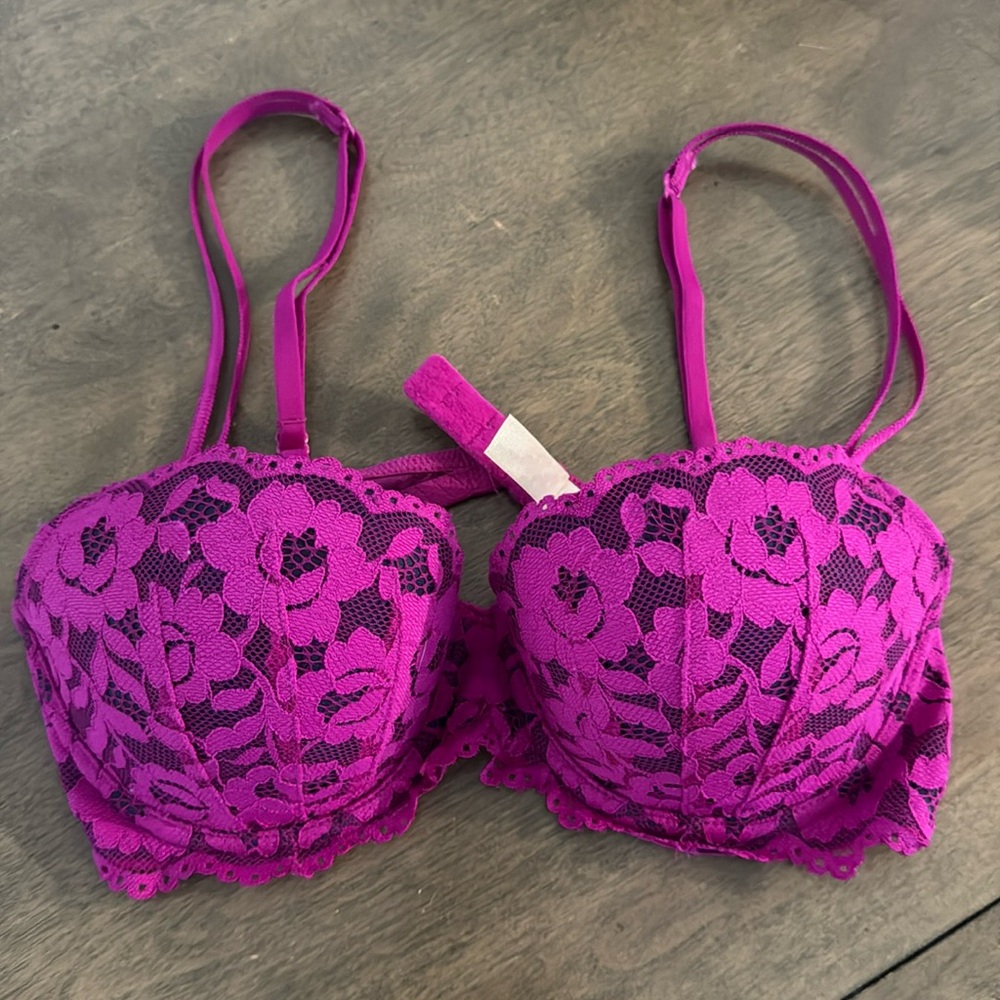 PINK date push-up BRA 34B multipurpose straps, purple lace
